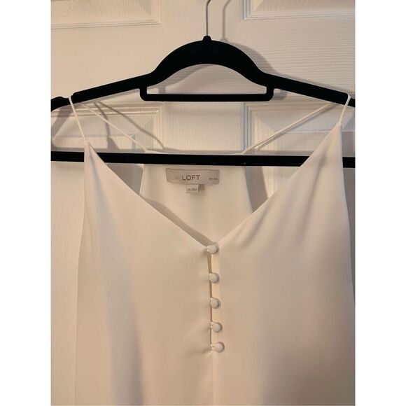 LOFT PETITES CAMI CREAM SPAGHETTI STRAPS T STRAP BACK CREAM LINED SZ SP - Picture 3 of 10